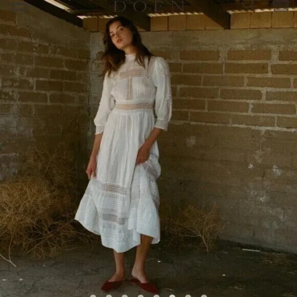 NWT DOEN Magnolia dress - Salt white - M -Victorian - maxi